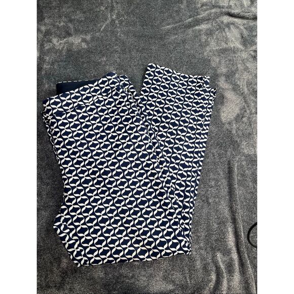 Boden Pants - Boden Women’s Navy Blue White Geometric Print Straight Leg Pants Size 8R UK12R
